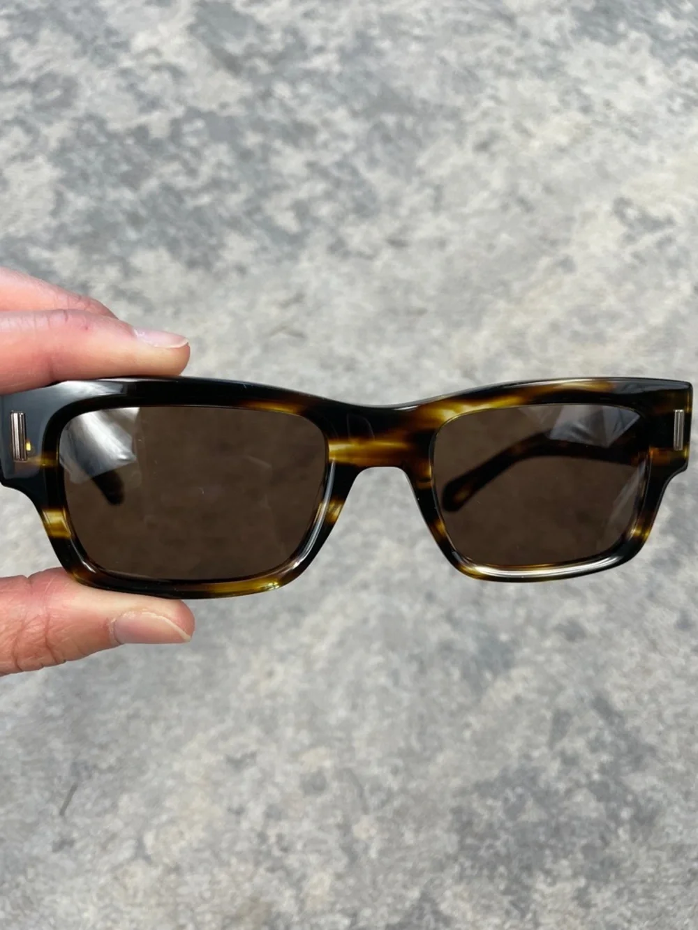 New Salvatore Ferragamo SF2011S Brown Stripe Tortoise Rectangular Sunglasses
